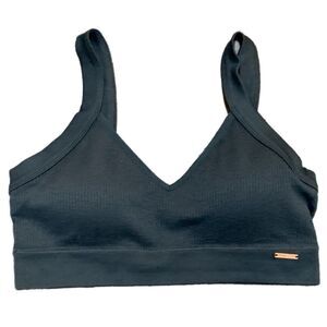 DANSKIN Sports Bra Girls Large Gray Ribbed, Running Workout Gym.